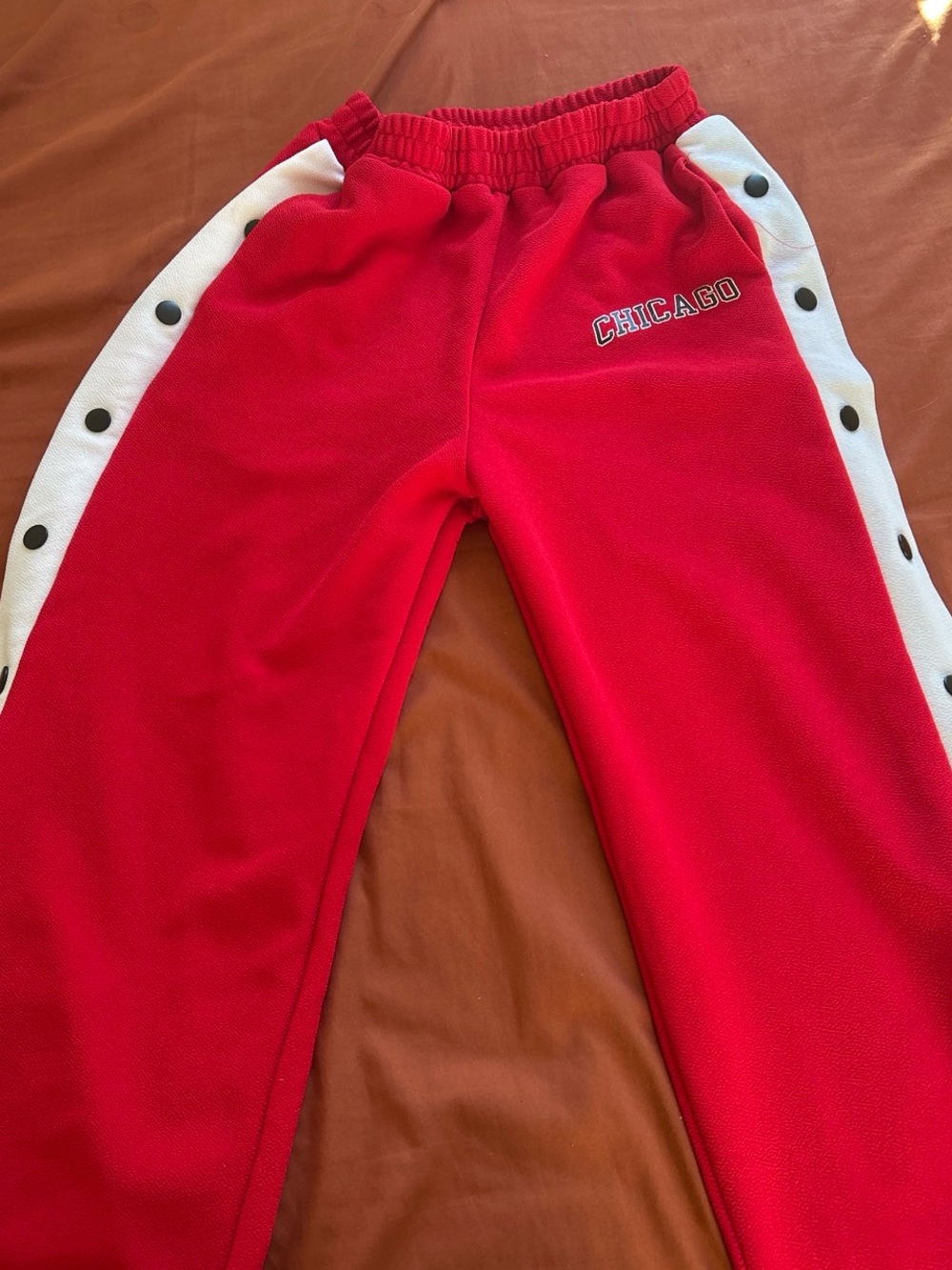 Red Chicago Snap-Trim Track Pants